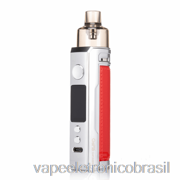 Vape Recarregável Voopoo Drag X 80w Pod Mod Kit Prata Vermelho